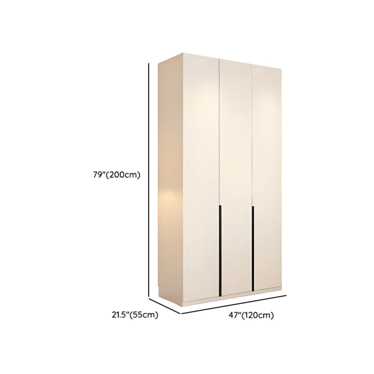 Beige Clothing Rod Large Shelves Wardrobe with Soft Close 