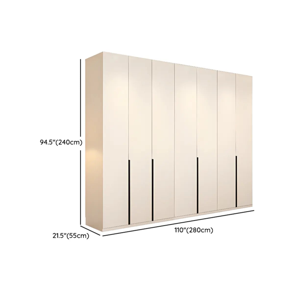 Beige Clothing Rod Large Shelves Wardrobe with Soft Close Image - 30