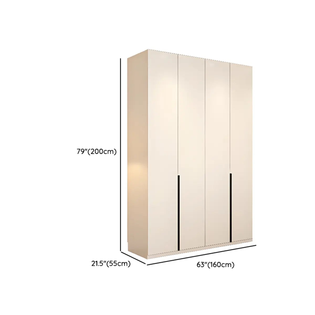 Beige Clothing Rod Large Shelves Wardrobe with Soft Close Image - 14