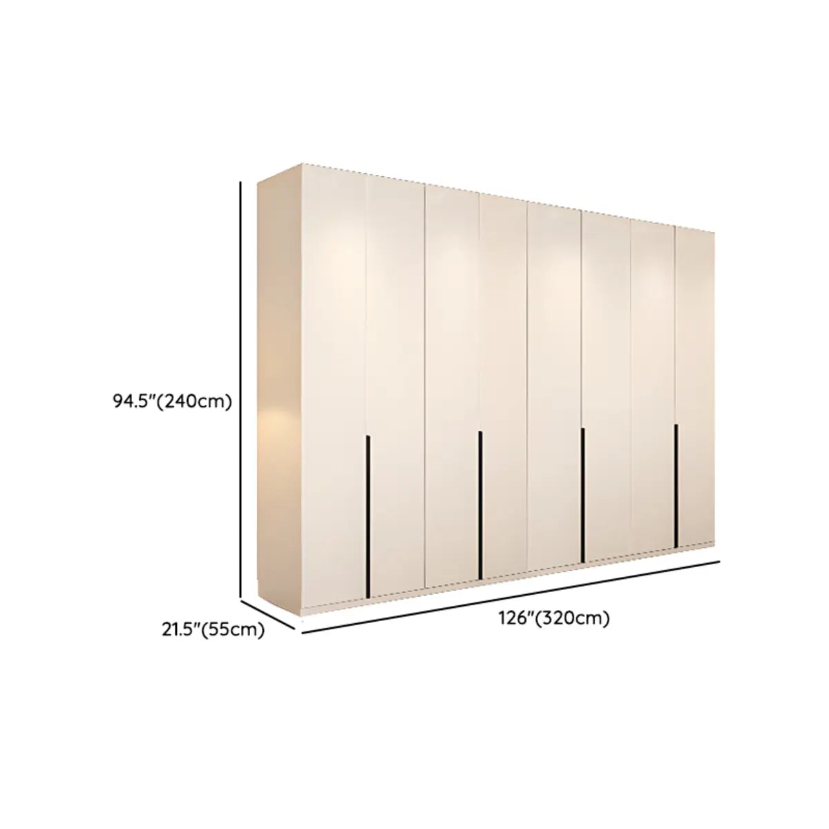 Beige Clothing Rod Large Shelves Wardrobe with Soft Close Image - 32