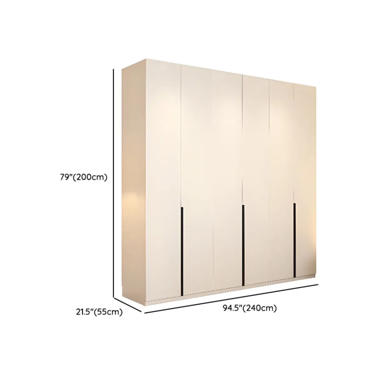 Beige Clothing Rod Large Shelves Wardrobe with Soft Close Image - 19