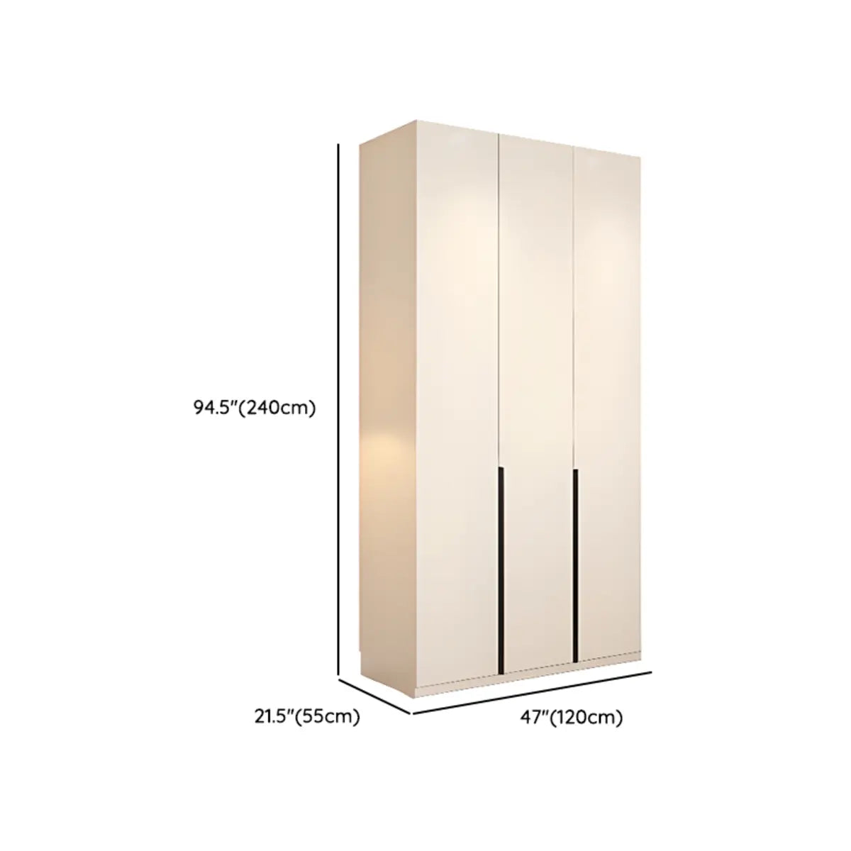 Beige Clothing Rod Large Shelves Wardrobe with Soft Close Image - 21