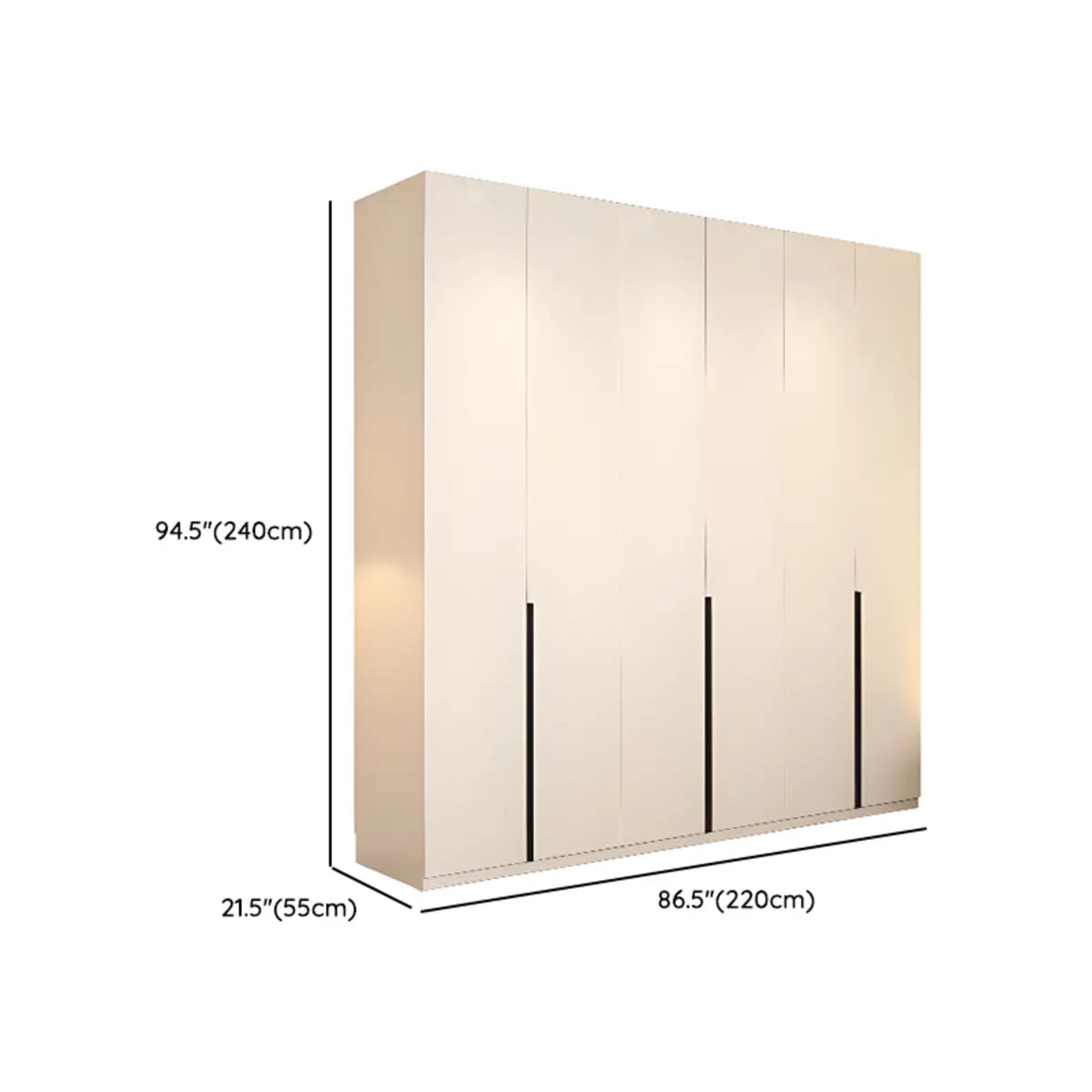 Beige Clothing Rod Large Shelves Wardrobe with Soft Close Image - 23