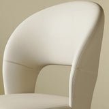 Beige Curved Open Low Back Faux Leather Dining Chair Image - 11