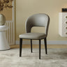 Beige Curved Open Low Back Faux Leather Dining Chair Image - 3