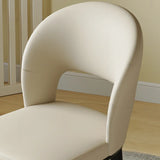 Beige Curved Open Low Back Faux Leather Dining Chair Image - 8