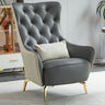 Beige-Dark Blue Stain Resistant Leather Arm Chair Image - 14