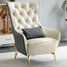 Beige-Dark Blue Stain Resistant Leather Arm Chair Image - 16