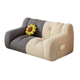 Beige Dark Grey Removable Cover 2 Seats Bean Bag Sofas Image - 9