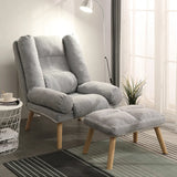 Beige Fabric Adjustable Back Recliner with Ottoman Image - 8