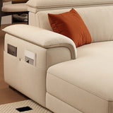 Beige Fabric Cushion Back Stationary Left Sofa Chaise Image - 11