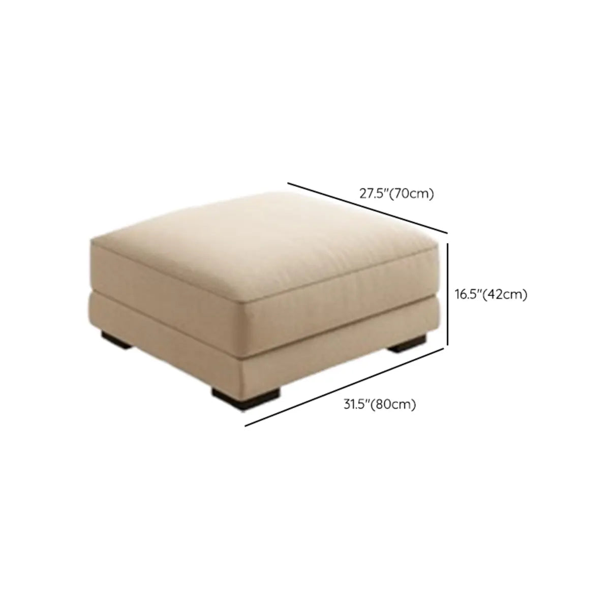 Beige Fabric Cushion Back Stationary Left Sofa Chaise 