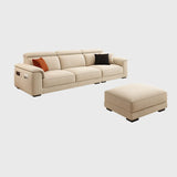 Beige Fabric Cushion Back Stationary Left Sofa Chaise Image - 2