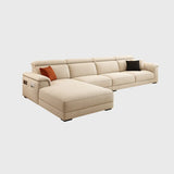 Beige Fabric Cushion Back Stationary Left Sofa Chaise Image - 4