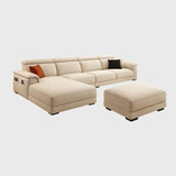 Beige Fabric Cushion Back Stationary Left Sofa Chaise Image - 6