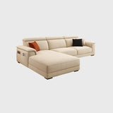 Beige Fabric Cushion Back Stationary Left Sofa Chaise Image - 8