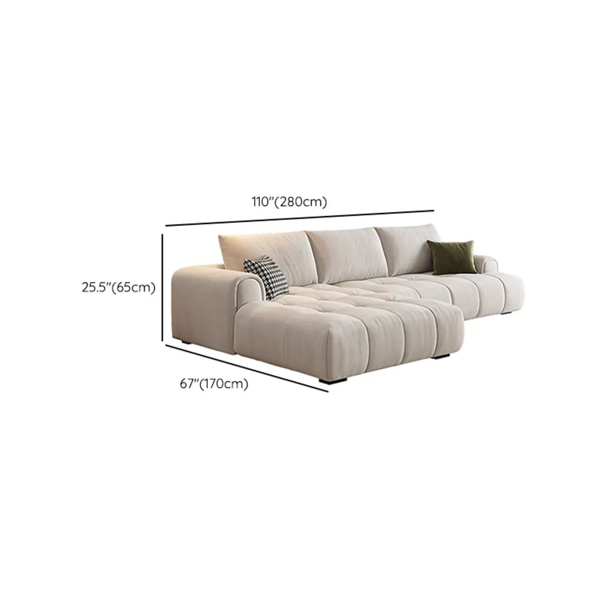 Beige Fabric Recessed Arm Left Reclining Sectional 