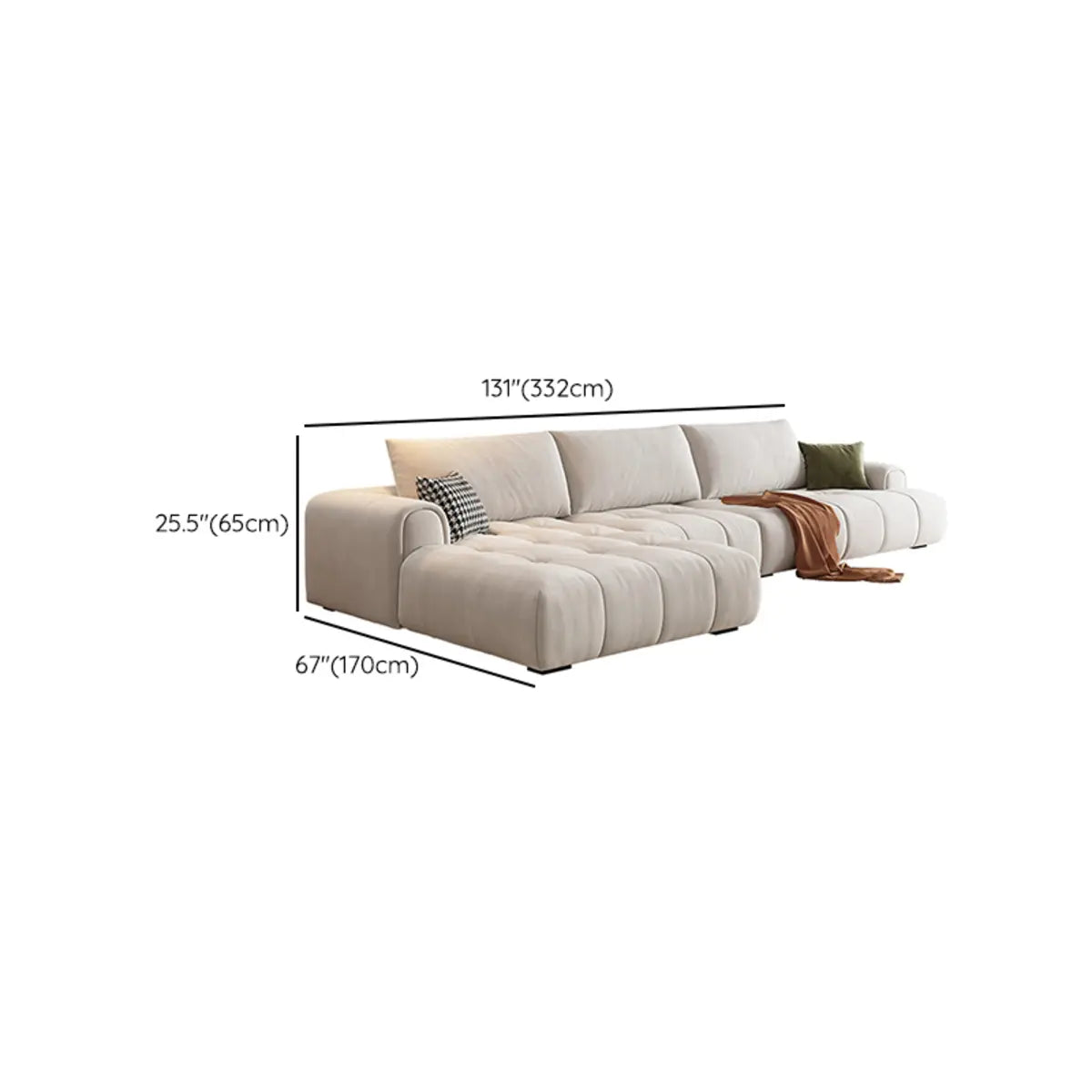 Beige Fabric Recessed Arm Left Reclining Sectional Image - 12