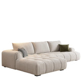 Beige Fabric Recessed Arm Left Reclining Sectional Image - 2