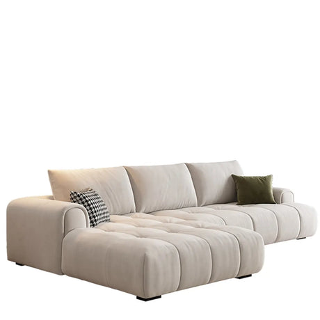 Beige Fabric Recessed Arm Left Reclining Sectional Image - 2