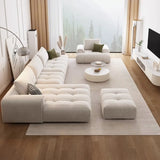 Beige Fabric Recessed Arm Left Reclining Sectional Image - 5