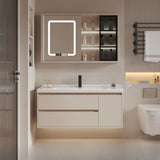 Beige Faucets and Sink LED Bathroom Vanity Set with Shelves Image - 2