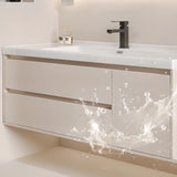 Beige Faucets and Sink LED Bathroom Vanity Set with Shelves Image - 6