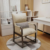 Beige Faux Leather Metal Frame Recliner with Cushions Image - 1