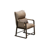 Beige Faux Leather Metal Frame Recliner with Cushions Image - 10