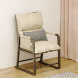 Beige Faux Leather Metal Frame Recliner with Cushions Image - 2