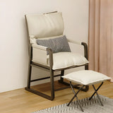 Beige Faux Leather Metal Frame Recliner with Cushions Image - 4