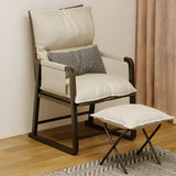 Beige Faux Leather Metal Frame Recliner with Cushions Image - 8