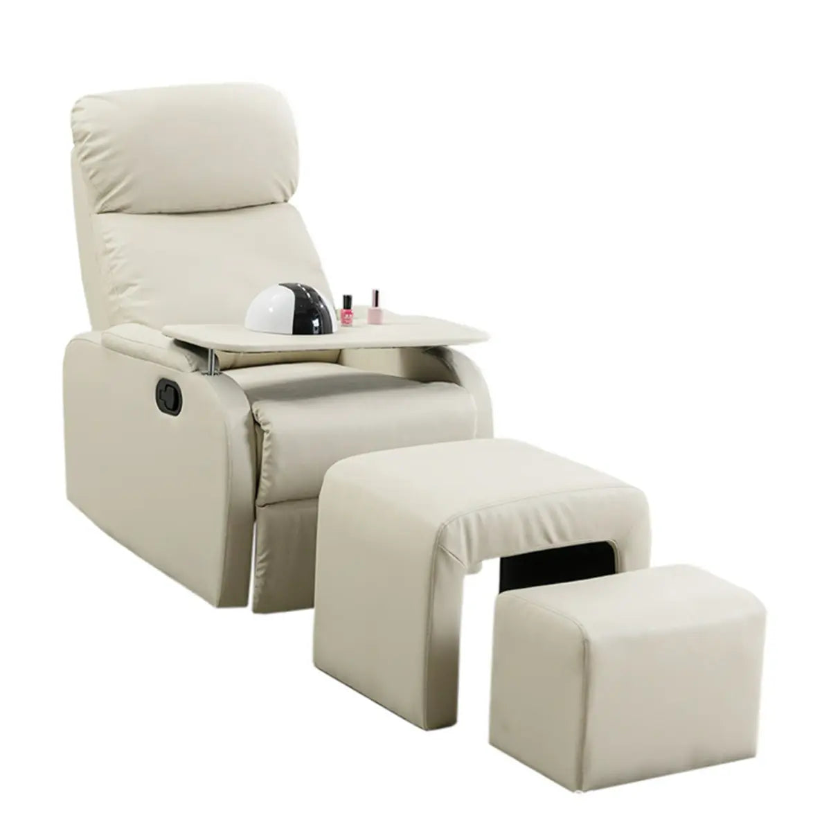 Beige Faux Leather Scalable Upholstered Power Recliner Image - 9