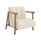 Beige Flannel Ash Wood Frame Fixed Back Accent Chair Image - 6