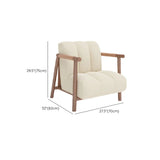 Beige Flannel Ash Wood Frame Fixed Back Accent Chair #size