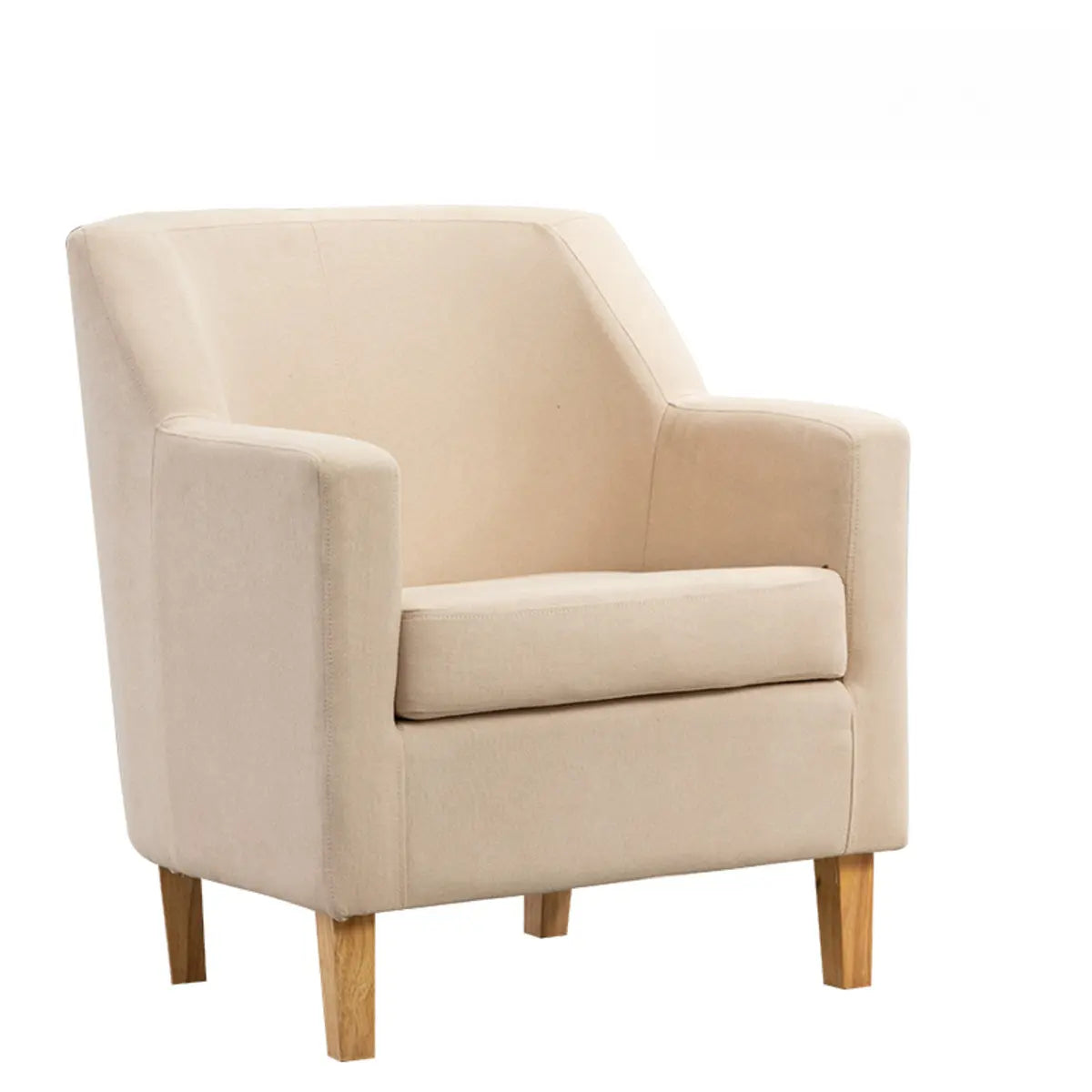 Beige Flannel Sloped Arms Removable Cushions Arm Chair Image - 6