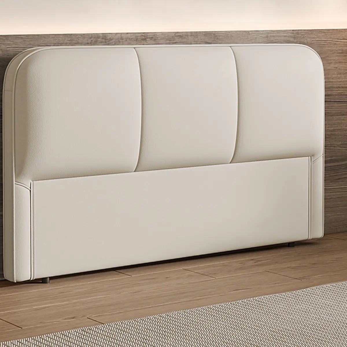 Beige Free-Standing Upholstered Headboard with Legs Image - 3