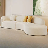 Beige Frosted Velvet Curved Stationary Corner Sectional Image - 5