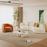 Beige Frosted Velvet Curved Stationary Corner Sectional Image - 8