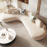 Beige Frosted Velvet Recessed Arm Left Sofa Chaise Image - 1