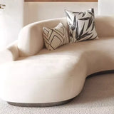 Beige Frosted Velvet Recessed Arm Left Sofa Chaise Image - 10