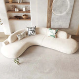 Beige Frosted Velvet Recessed Arm Left Sofa Chaise Image - 4