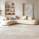 Beige Frosted Velvet Recessed Arm Left Sofa Chaise Image - 5