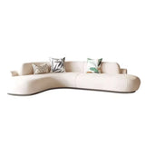 Beige Frosted Velvet Recessed Arm Left Sofa Chaise Image - 6