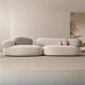 Beige Frosted Velvet Round Arms Curved Corner Sectional Image - 3