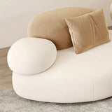 Beige Frosted Velvet Round Arms Curved Corner Sectional Image - 8