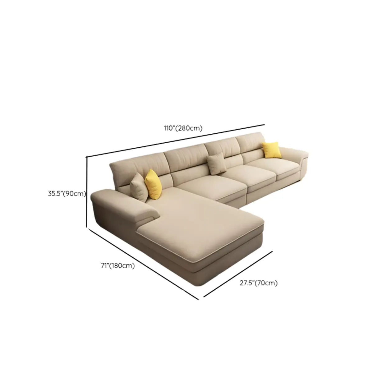 Beige L-Shape Cotton Linen Sectional Left Recliner Image - 10