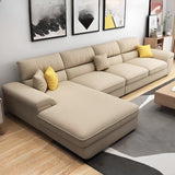 Beige L-Shape Cotton Linen Sectional Left Recliner Image - 2