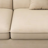 Beige L-Shape Cotton Linen Sectional Left Recliner Image - 3