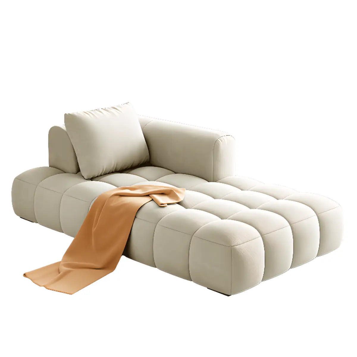 Beige Large Rectangular Foam Upholstered Left-Arm Chaise Image - 5